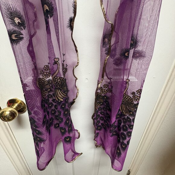 Purple Scarf Wrap with Velvet designs - Picture 2 of 2